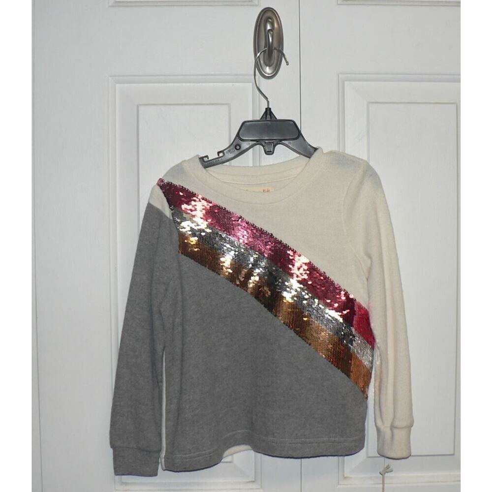 C & C California‎ Girls Sequin Long Sleeve Top in White & Grey XLarge(14/16) $28